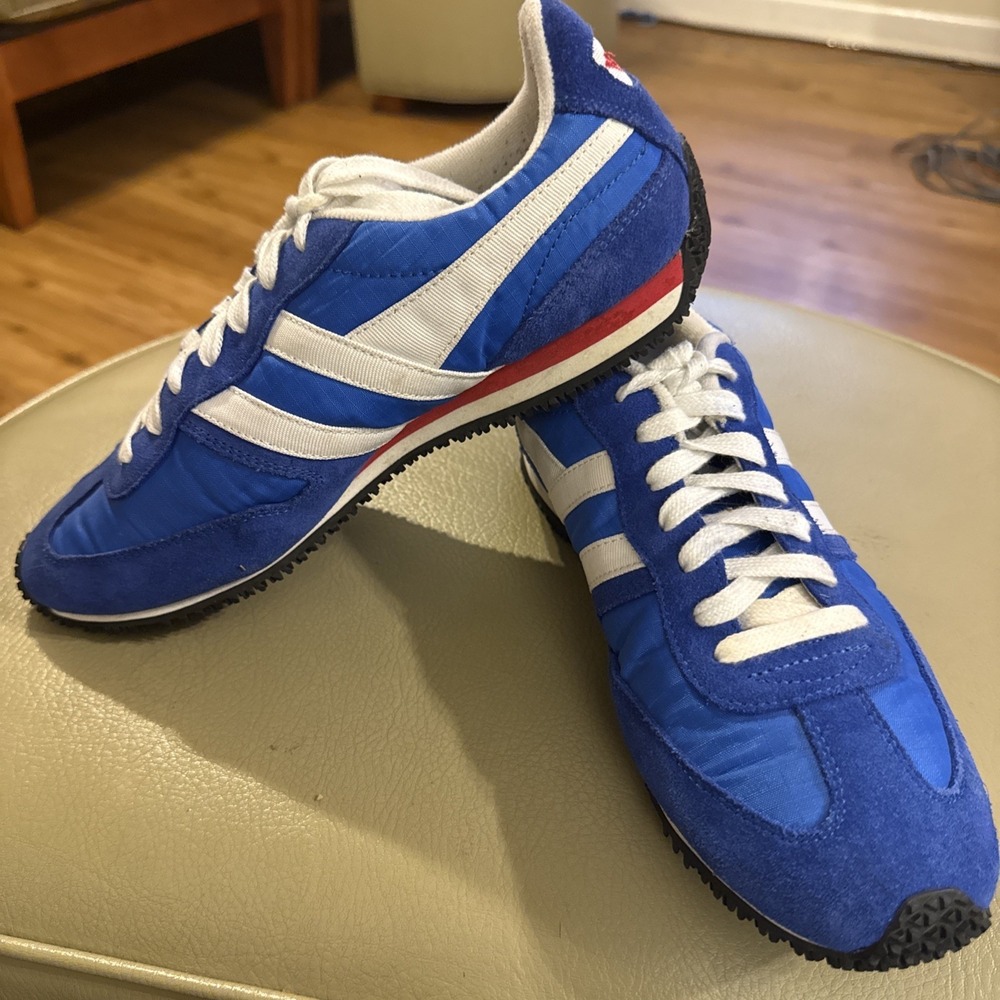 Gola Men's Size 9 Retro Track Running Shoes Blue White Red Nylon Suede Athletic - Picture 8 of 13